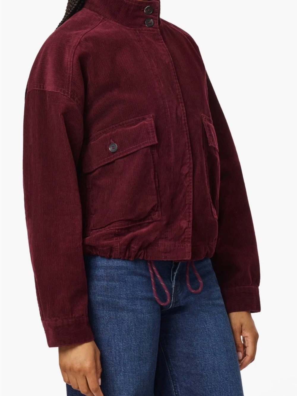 New XL Scotch & Soda Amsterdam Burgandy Corduroy cropped Utility Jacket